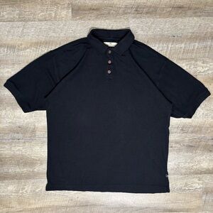 Tommy Bahama Polo Shirt Mens M Black Silk Cotton Blend Travel Short Sleeve